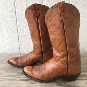 Vintage Tony Lama Gold Label Mens Cognac Brown Leather Boots 11 B 5084 USA